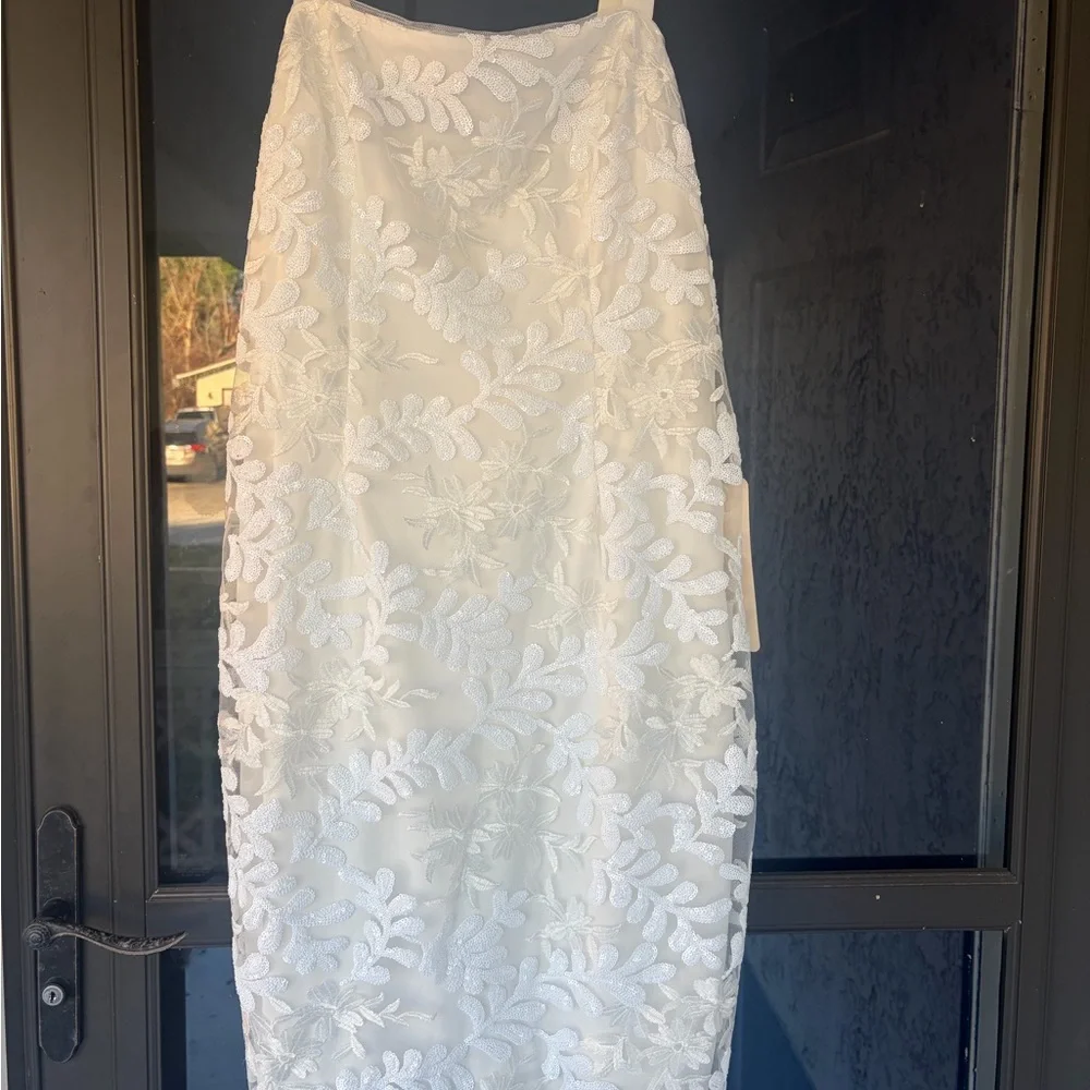 Adrianna Pappell White sequin Lace Square-Neck Sheath Dress - Picture 4 of 4